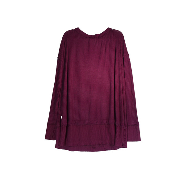 We The Free People Thermal Sweater Womens Large Burgundy Oversized Indie Soft - Picture 7 of 8